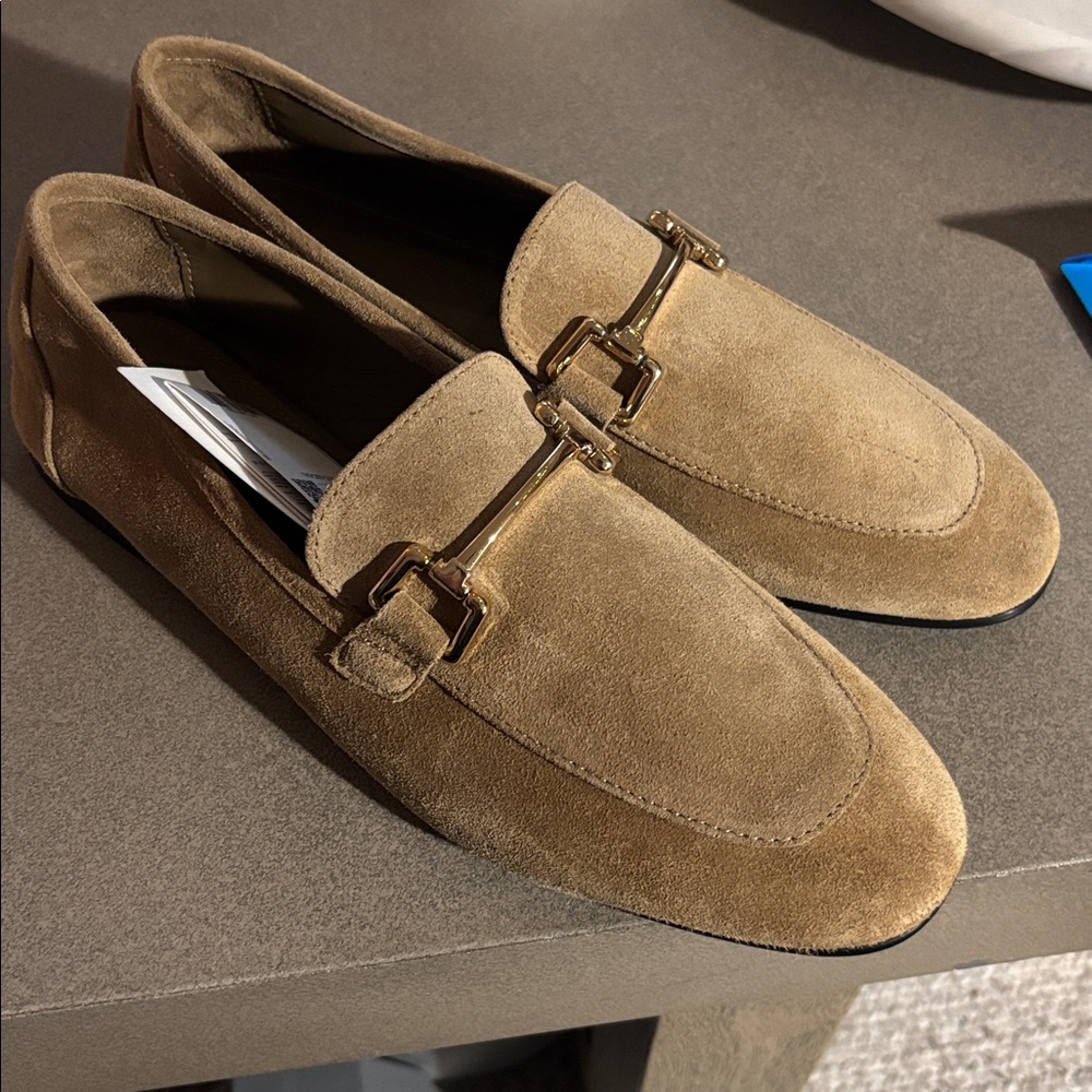 NWT Mango Tan Suede Leather Loafers - Picture 6 of 12